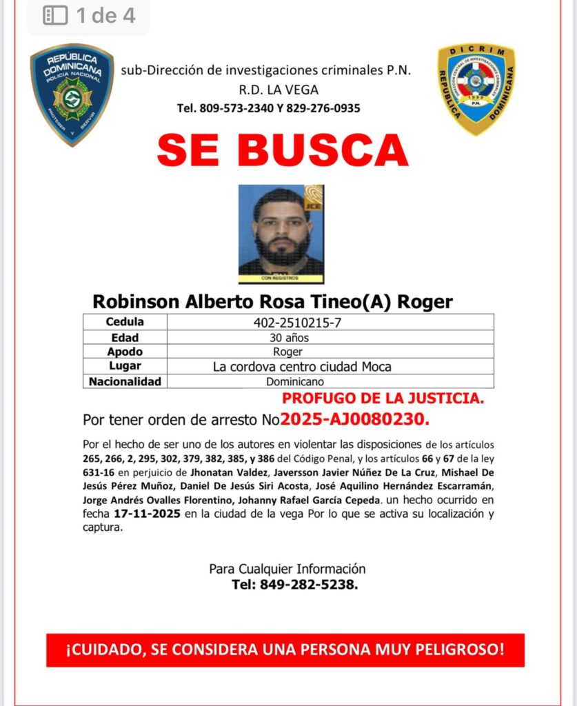 Policía Nacional de La Vega emite alerta y activa búsqueda de tres hombres señalados en caso ocurrido el 17 de noviembre | 2 | Policía Nacional de La Vega emite alerta y activa búsqueda de tres hombres señalados en caso ocurrido el 17 de noviembre - Noticias de hoy en República Dominicana | De Último Minuto