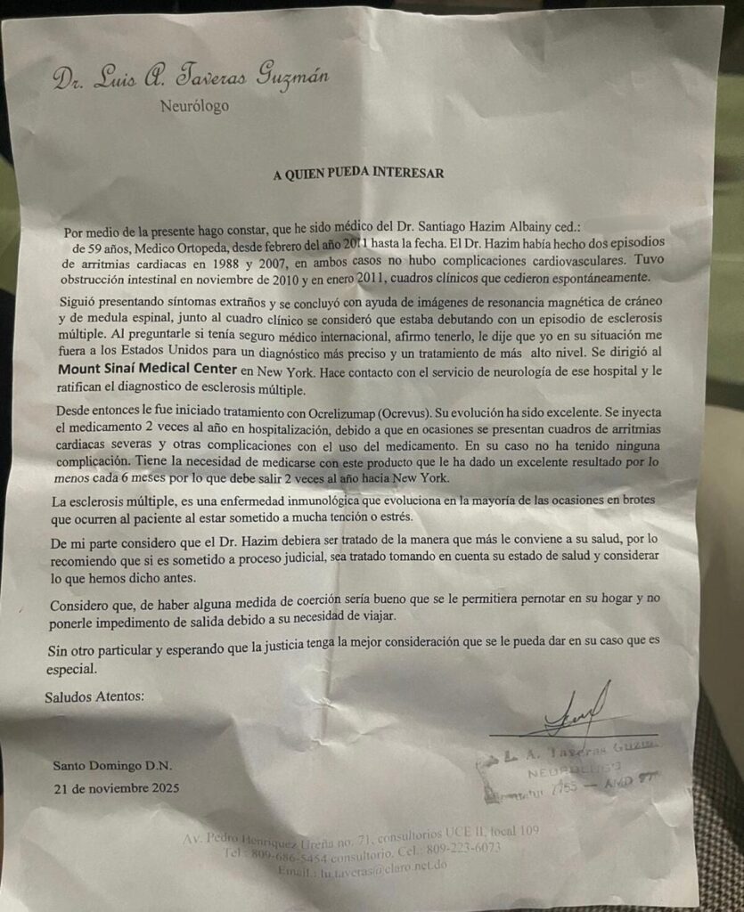 Santiago Hazim solicita prisión domiciliaria sin impedimento de salida por condición de salud - Noticias de hoy en República Dominicana | De Último Minuto