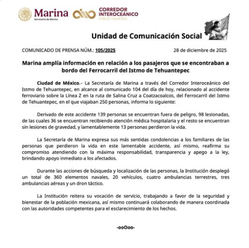 Descarrilamiento del tren Interoceánico en Oaxaca, México, deja 13 muertos y 98 heridos | 3 | Descarrilamiento del tren Interoceánico en Oaxaca, México, deja 13 muertos y 98 heridos - Noticias de hoy en República Dominicana | De Último Minuto