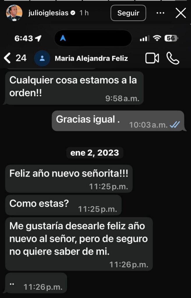 Julio Iglesias estalla y publica mensajes que le enviaban sus presuntas víctimas de acoso | 4 | Julio Iglesias estalla y publica mensajes que le enviaban sus presuntas víctimas de acoso - Noticias de hoy en República Dominicana | De Último Minuto