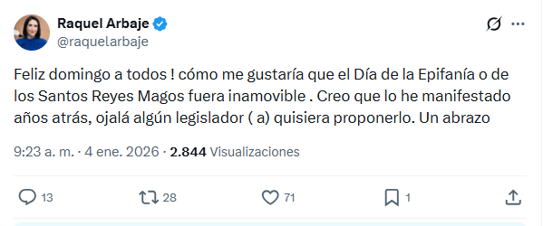 Raquel Arbaje aboga por que el Día de Reyes vuelva a ser "inamovible" - Noticias de hoy en República Dominicana | De Último Minuto