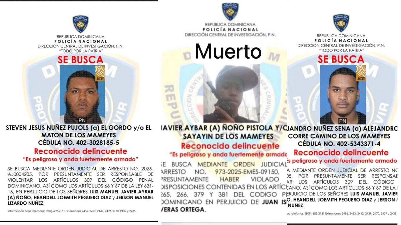 PN persigue dos hombres por muerte de un tercero en Los Mameyes y heridas de balas a otros dos