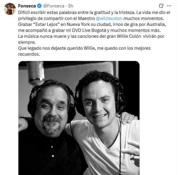 Figuras del arte expresan dolor por fallecimiento de Willie Colón | 4 | Figuras del arte expresan dolor por fallecimiento de Willie Colón - Noticias de hoy en República Dominicana | De Último Minuto