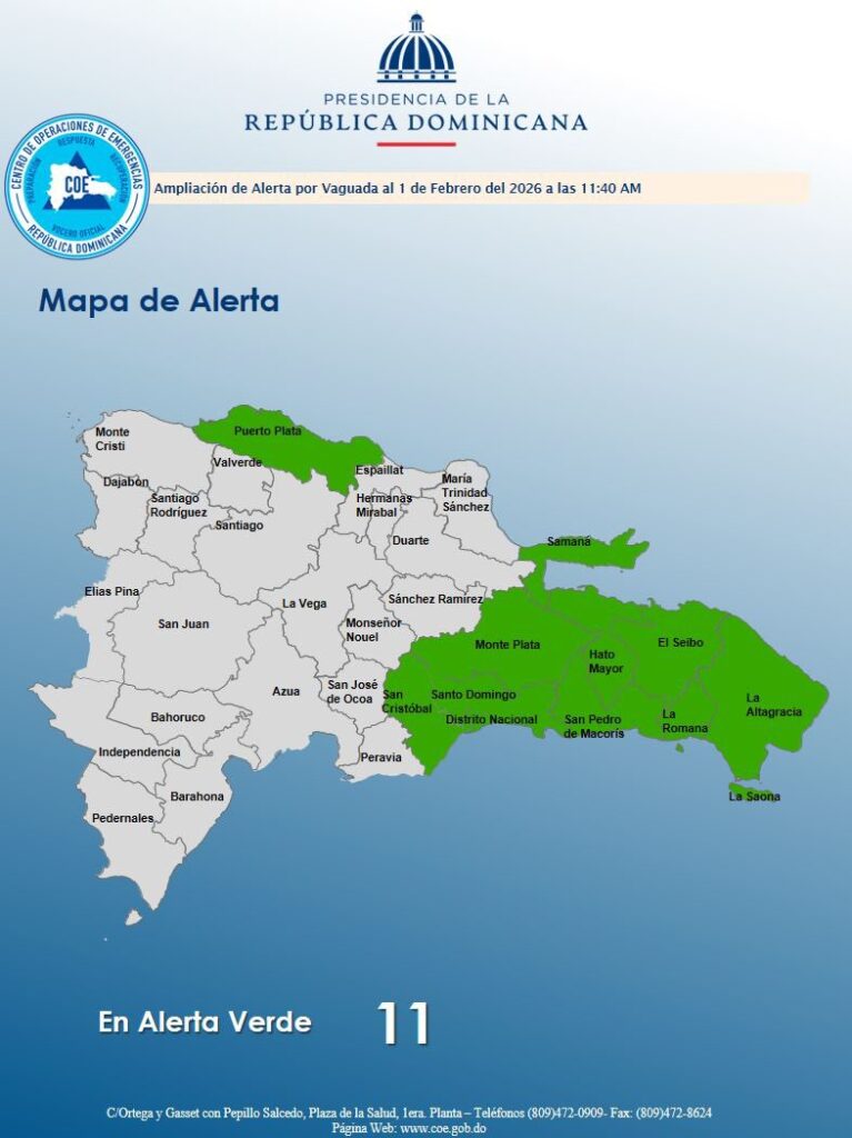 COE eleva alerta verde en 10 provincias y el Distrito Nacional por lluvias y oleaje peligroso | 2 | COE eleva alerta verde en 10 provincias y el Distrito Nacional por lluvias y oleaje peligroso - Noticias de hoy en República Dominicana | De Último Minuto