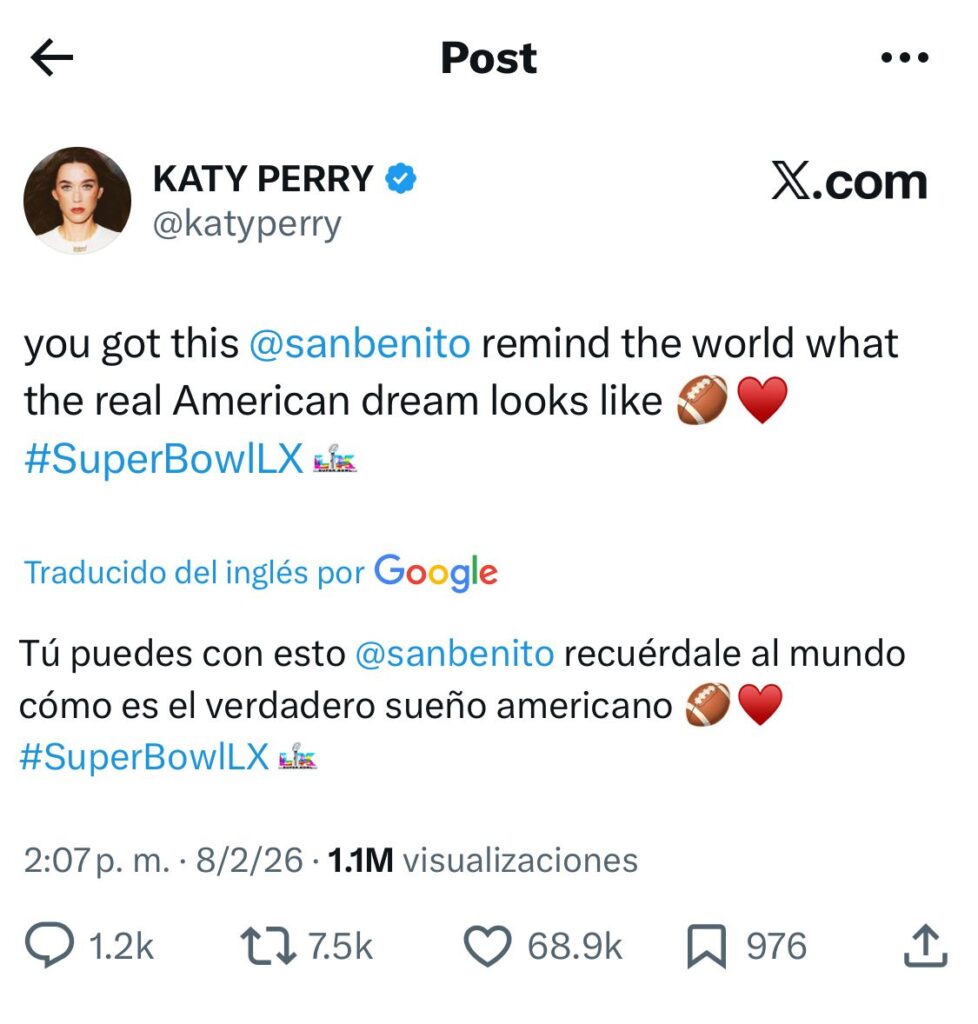 Katy Perry a Bad Bunny: “Demuéstrale al mundo cómo es el verdadero sueño americano” | 2 | Katy Perry a Bad Bunny: “Demuéstrale al mundo cómo es el verdadero sueño americano” - Noticias de hoy en República Dominicana | De Último Minuto