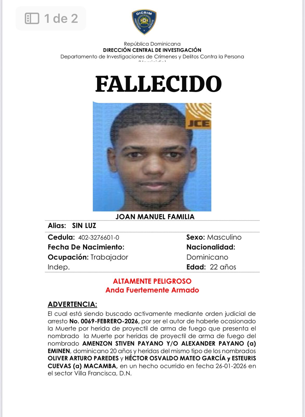 Cae abatido reconocido delincuente “Sin Luz”, buscado por homicidio y múltiples hechos violentos en el DN - Noticias de hoy en República Dominicana | De Último Minuto