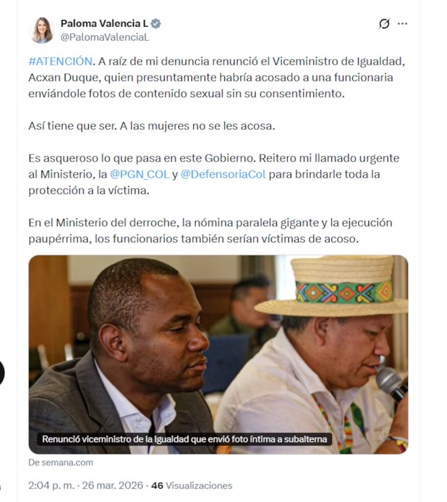 Colombia: renuncia viceministro tras denuncia de presunto acoso | 4 | Colombia: renuncia viceministro tras denuncia de presunto acoso - Noticias de hoy en República Dominicana | De Último Minuto