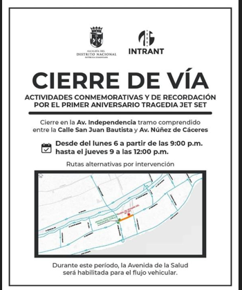 Anuncian cierre temporal de la Av. Independencia por acto conmemorativo de la tragedia del Jet Set | 2 | Anuncian cierre temporal de la Av. Independencia por acto conmemorativo de la tragedia del Jet Set - Noticias de hoy en República Dominicana | De Último Minuto