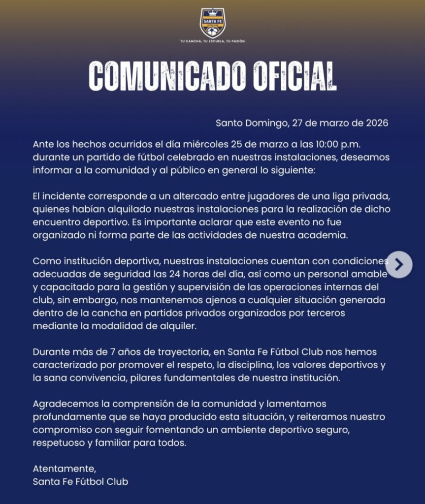 Club Santa Fe asegura que pelea involucró a Guiseppe fue “un altercado entre jugadores” | 2 | Club Santa Fe asegura que pelea involucró a Guiseppe fue “un altercado entre jugadores” - Noticias de hoy en República Dominicana | De Último Minuto