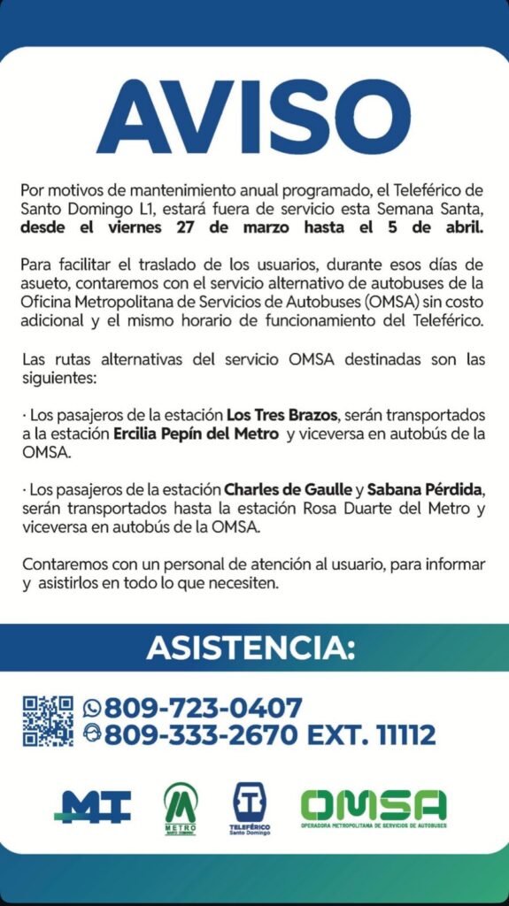 Teleférico de Santo Domingo suspenderá servicio por mantenimiento durante Semana Santa | 2 | Teleférico de Santo Domingo suspenderá servicio por mantenimiento durante Semana Santa - Noticias de hoy en República Dominicana | De Último Minuto