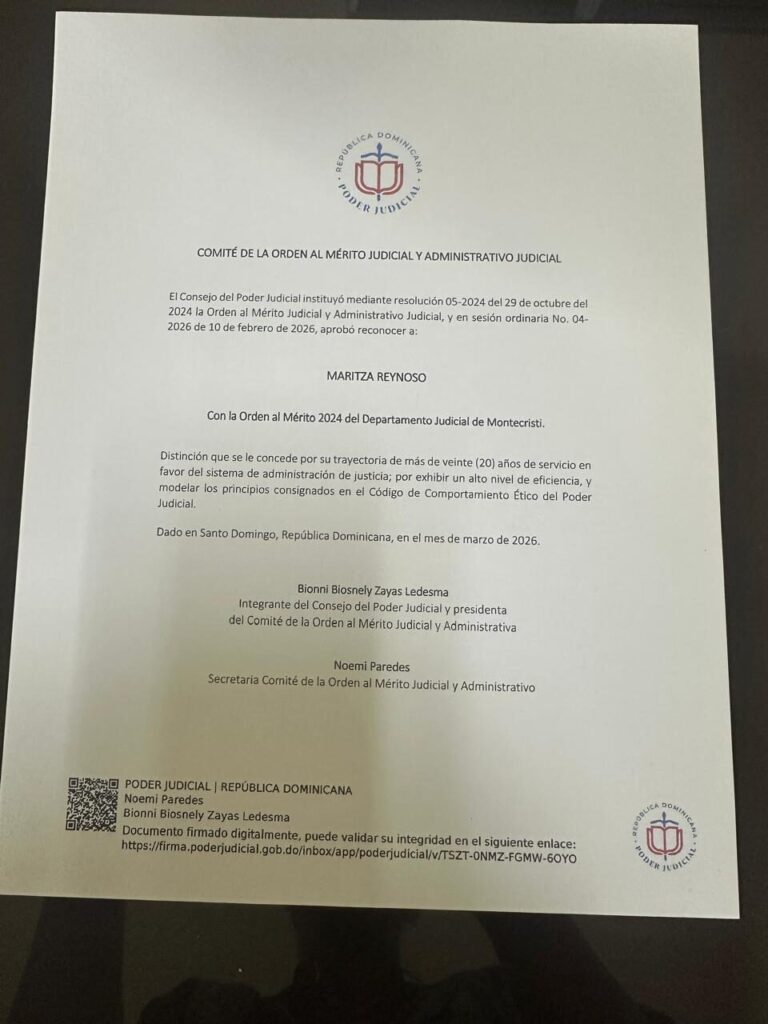 Jueza Dajabonera Maritza Marisol Reynoso recibe el premio Orden al Mérito Judicial | 2 | Jueza Dajabonera Maritza Marisol Reynoso recibe el premio Orden al Mérito Judicial - Noticias de hoy en República Dominicana | De Último Minuto