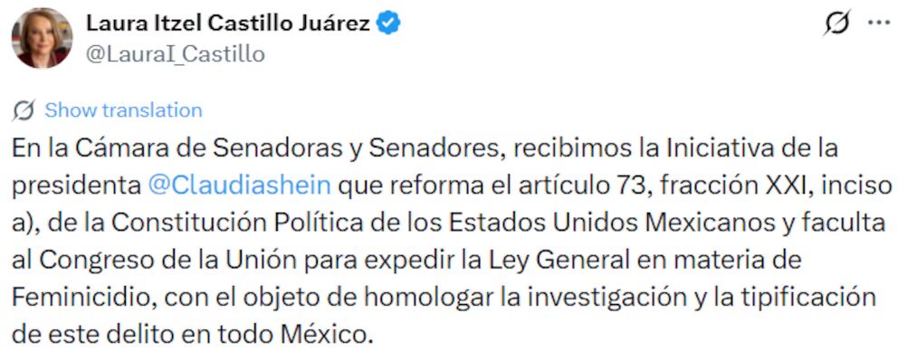 Senado recibe iniciativa de Claudia Sheinbaum para crear Ley General de Feminicidio - Noticias de hoy en República Dominicana | De Último Minuto
