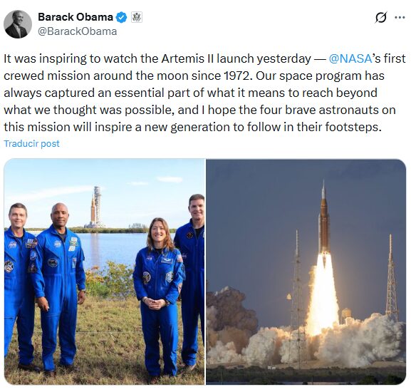 Obama destaca misión Artemis II como símbolo de inspiración global - Noticias de hoy en República Dominicana | De Último Minuto