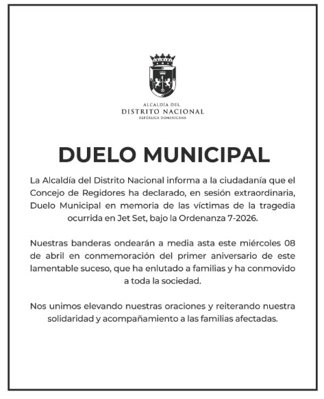 Alcaldía del Distrito Nacional declara duelo municipal por aniversario de tragedia en Jet Set | 2 | Alcaldía del Distrito Nacional declara duelo municipal por aniversario de tragedia en Jet Set - Noticias de hoy en República Dominicana | De Último Minuto