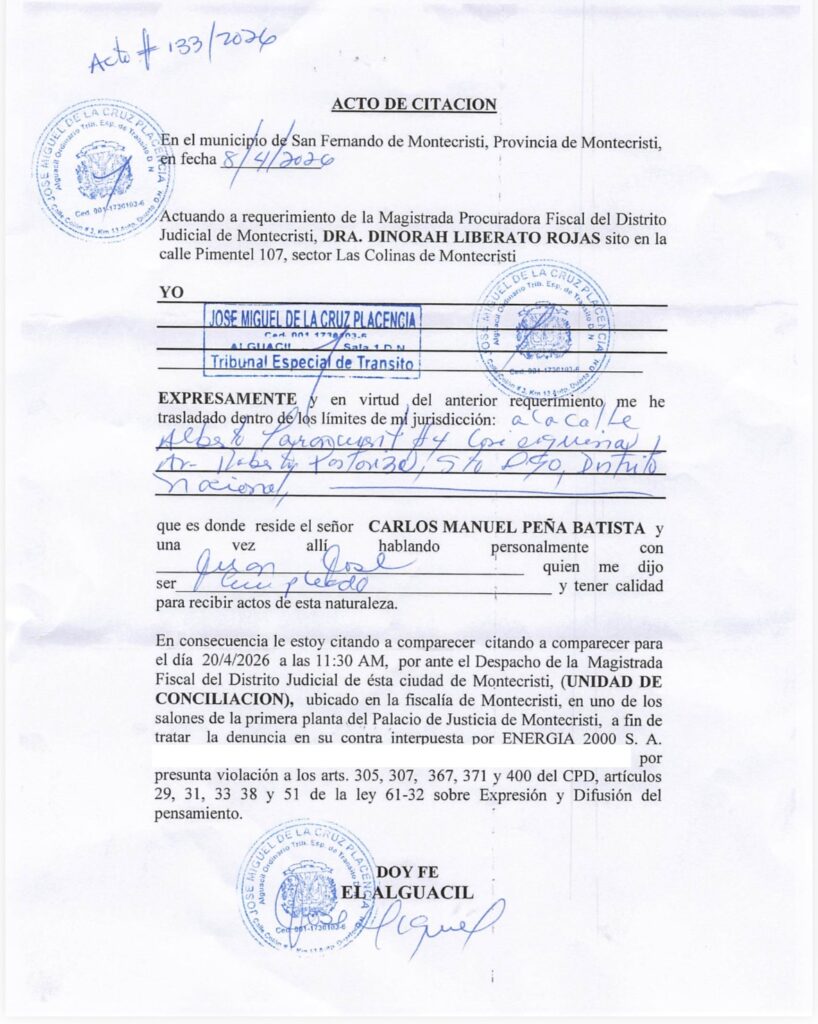 Energía 2000 presenta denuncia contra Pastor Carlos Peña por extorsión y chantaje - Noticias de hoy en República Dominicana | De Último Minuto