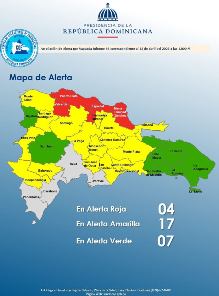 Emergencia por lluvias: COE activa alertas en 28 provincias; 4 en alerta roja