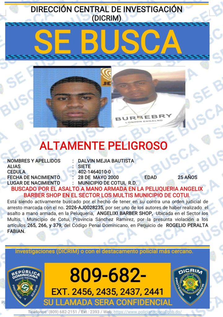 Autoridades de Cotuí publican lista de los más buscados por diversos hechos - Noticias de hoy en República Dominicana | De Último Minuto