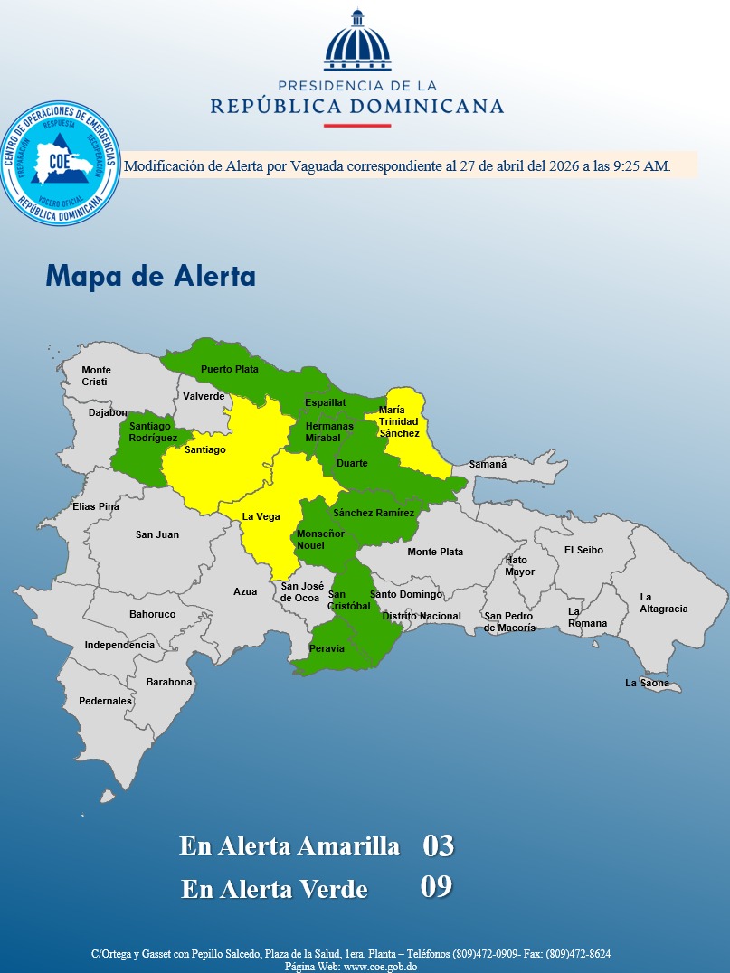 COE mantiene 12 provincias bajo alerta mientras lluvias persisten y 200 mil personas siguen sin agua