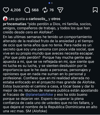 Santiago Matías pide perdón tras admitir “comportamiento alterado” previo a Planeta Alofoke | 2 | Santiago Matías pide perdón tras admitir “comportamiento alterado” previo a Planeta Alofoke - Noticias de hoy en República Dominicana | De Último Minuto