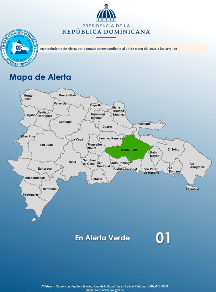 COE mantiene en alerta verde a Monte Plata por lluvias y condiciones inestables | 8 | COE mantiene en alerta verde a Monte Plata por lluvias y condiciones inestables
