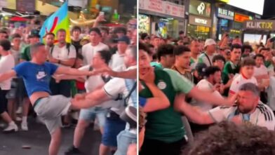 Hinchas de Argentina y Argelia protagonizan pelea en Times Square previo a su debut en el Mundial 2026
