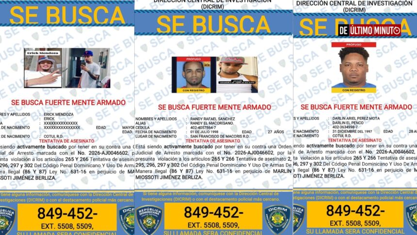Policía busca a tres hombres acusados de tentativa de asesinato en Cotuí