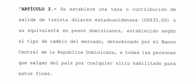 Gobierno aumenta a US$30 la tasa de salida de pasajeros - Noticias de hoy en República Dominicana | De Último Minuto
