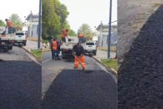 Obras Públicas realiza jornada de bacheo y asfaltado en calles y avenidas de la capital