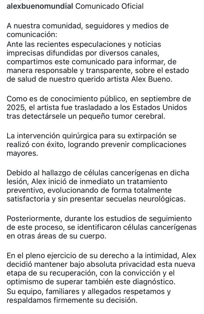 Equipo de Alex Bueno confirma que el artista se encuentra en cuidados intensivos | 1 | Equipo de Alex Bueno confirma que el artista se encuentra en cuidados intensivos - Noticias de hoy en República Dominicana | De Último Minuto