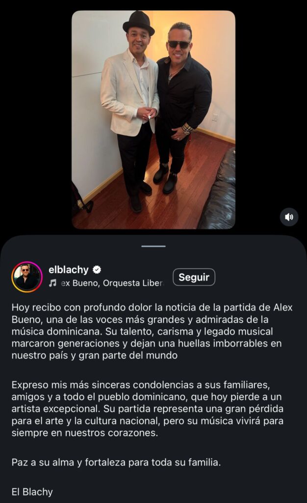Conmoción y luto en la música latina: consternación de artistas ante el fallecimiento de Alex Bueno | 16 | Conmoción y luto en la música latina: consternación de artistas ante el fallecimiento de Alex Bueno - Noticias de hoy en República Dominicana | De Último Minuto