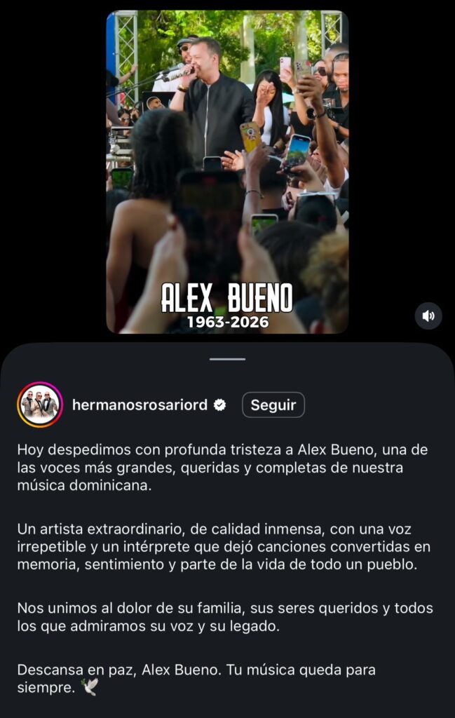 Conmoción y luto en la música latina: consternación de artistas ante el fallecimiento de Alex Bueno | 13 | Conmoción y luto en la música latina: consternación de artistas ante el fallecimiento de Alex Bueno - Noticias de hoy en República Dominicana | De Último Minuto