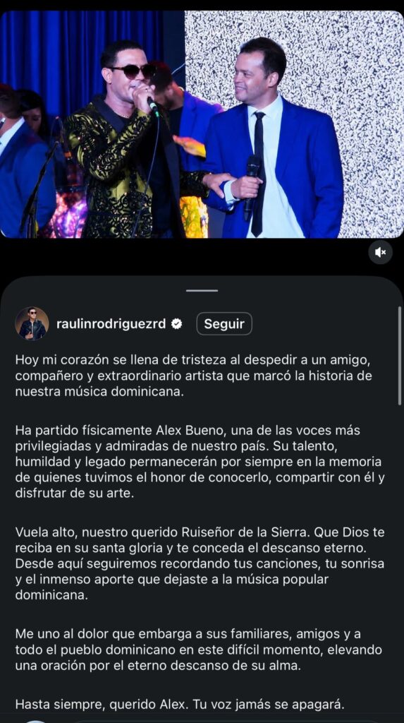 Conmoción y luto en la música latina: consternación de artistas ante el fallecimiento de Alex Bueno | 10 | Conmoción y luto en la música latina: consternación de artistas ante el fallecimiento de Alex Bueno - Noticias de hoy en República Dominicana | De Último Minuto