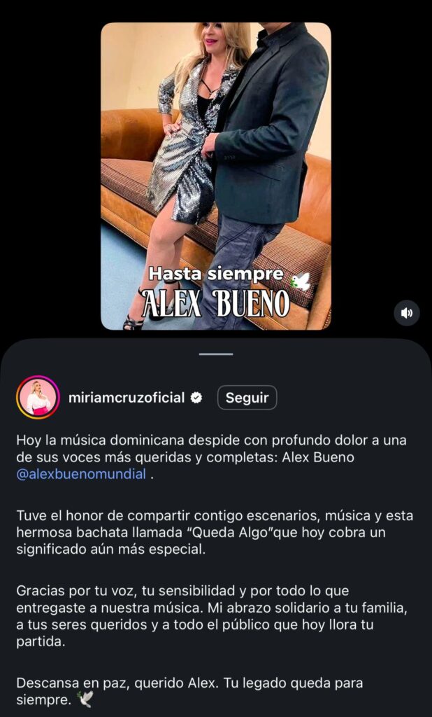 Conmoción y luto en la música latina: consternación de artistas ante el fallecimiento de Alex Bueno | 1 | Conmoción y luto en la música latina: consternación de artistas ante el fallecimiento de Alex Bueno - Noticias de hoy en República Dominicana | De Último Minuto
