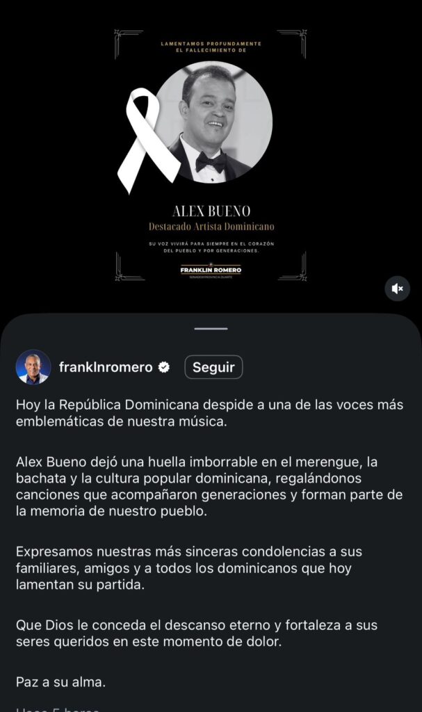 Conmoción y luto en la música latina: consternación de artistas ante el fallecimiento de Alex Bueno | 5 | Conmoción y luto en la música latina: consternación de artistas ante el fallecimiento de Alex Bueno - Noticias de hoy en República Dominicana | De Último Minuto