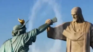 Irán difunde video generado con IA que muestra pelea entre la Estatua de la Libertad y el Cristo Redentor