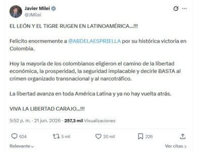 Milei ante eventual triunfo de De la Espriella: El león y el tigre rugen en Latinoamérica - Noticias de hoy en República Dominicana | De Último Minuto