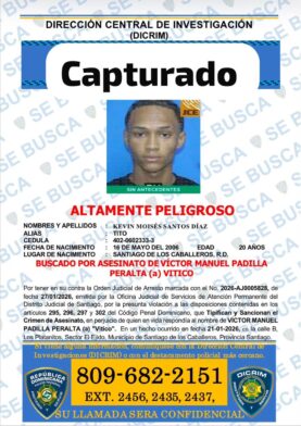 Capturan a “Tito”, acusado de matar a un joven y herir a otro en conflicto entre bandas en Santiago