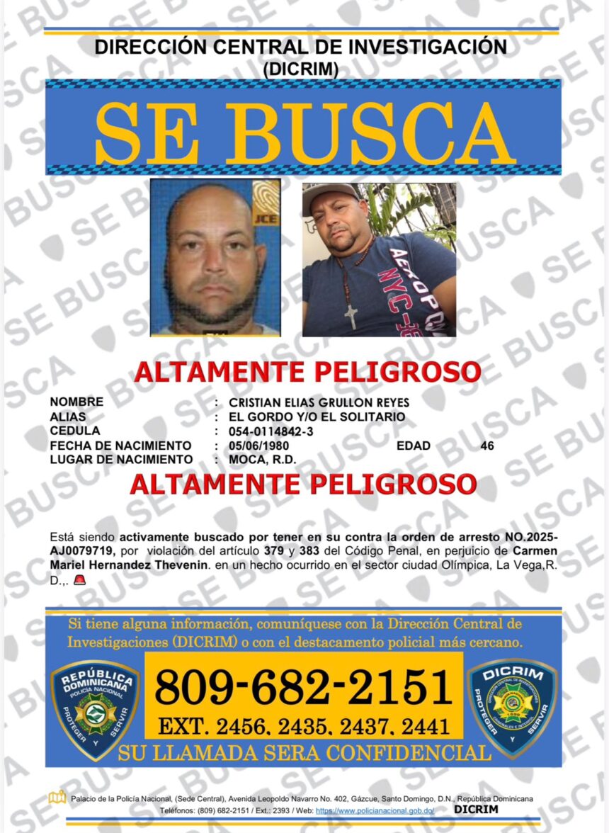 DICRIM busca a hombre señalado como altamente peligroso por presunto robo en La Vega