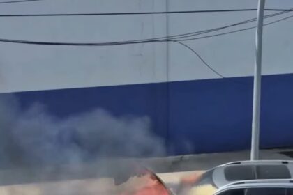Vehículo se incendia en la avenida John F. Kennedy sin dejar lesionados