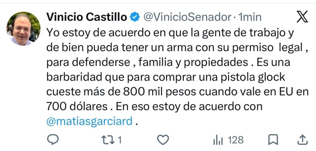 Vinicio Castillo respalda flexibilizar acceso legal a armas y critica altos costos en República Dominicana
