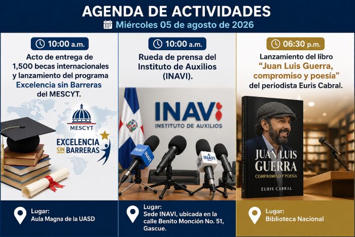 Agenda del día: jueves 6 de agosto de 2026