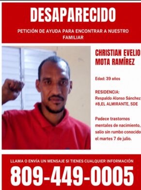 Piden ayuda para localizar a hombre desaparecido en El Almirante, Santo Domingo Este