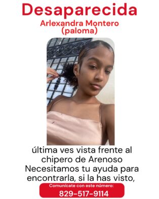 Adolescente de 16 años está desaparecida desde el sábado en Arenoso