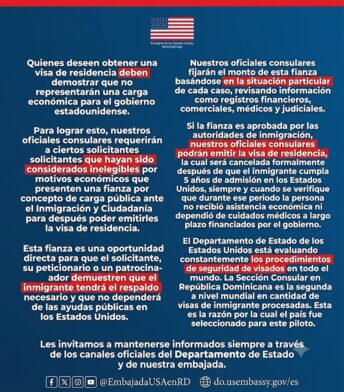 EE. UU. implementará programa piloto de fianzas para algunos solicitantes de visas de residencia en República Dominicana
